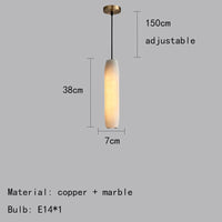 lampe suspendue moderne en marbre naturel et laiton ajustable
