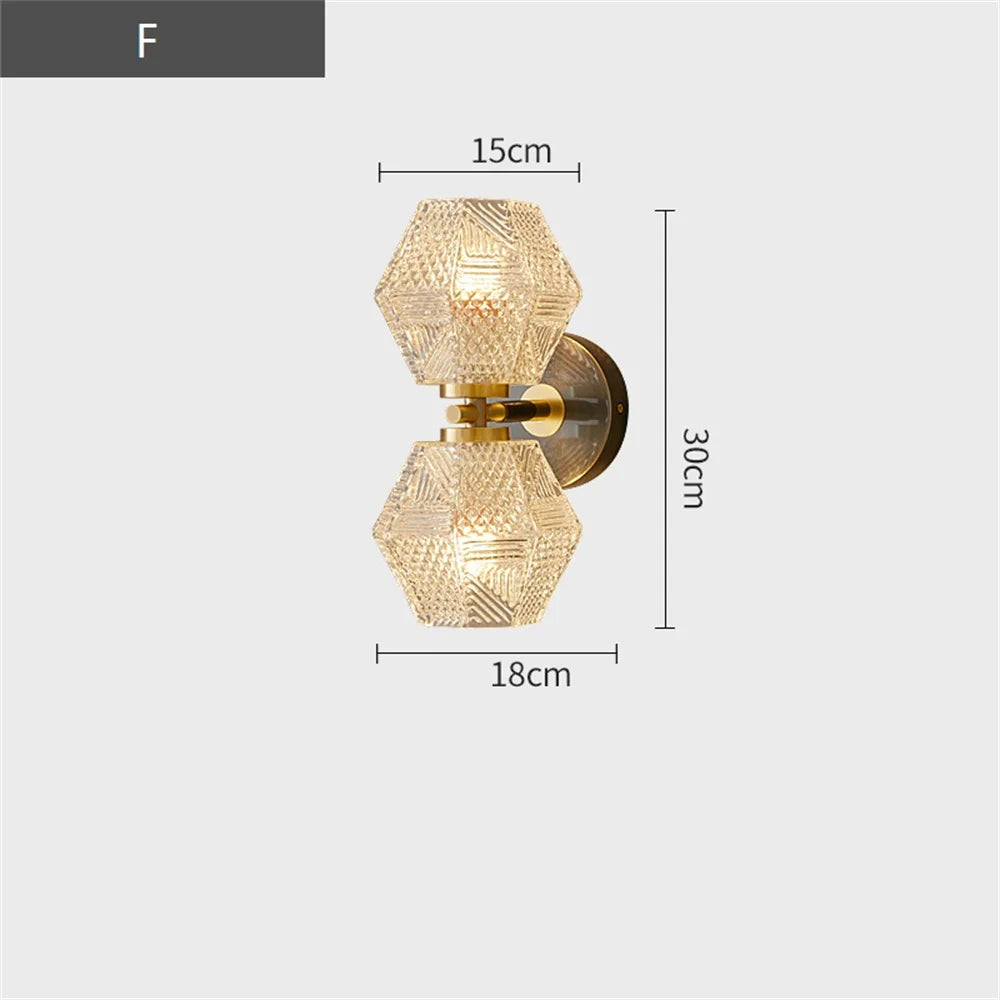 applique murale moderne en cuivre et verre à led décorative - vue 8 sur 12