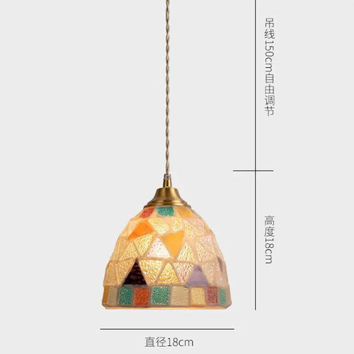 Suspension tiffany méditerranéen en verre coquille led - vue 9 sur 12