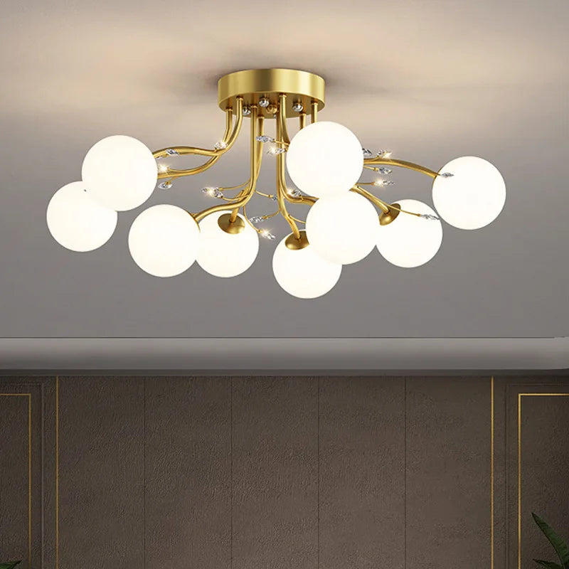 lustre en boule de verre nordique doré luminaire décoratif d'intérieur