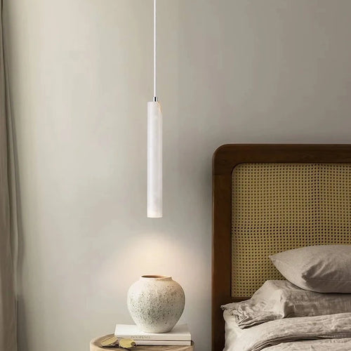 Suspension LED Long Tube bois plafonnier Style japonais vent silencieux chambre chevet lustre rétro moderne G9 remplaçable