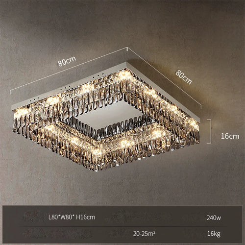 plafonnier led cristal doré chromé intensité variable design moderne - vue 15 sur 18