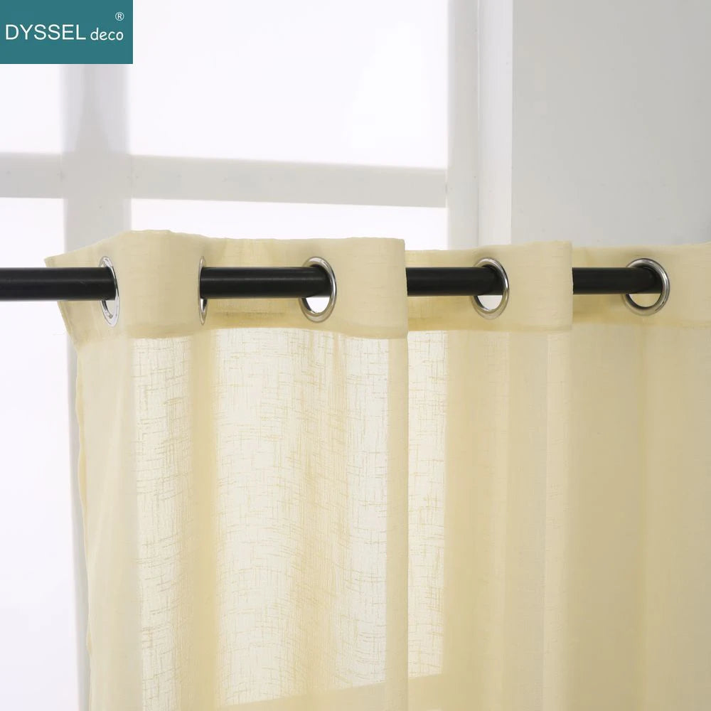 Voilage léger effet lin rayé pour salon chambre - vue 3 sur 6