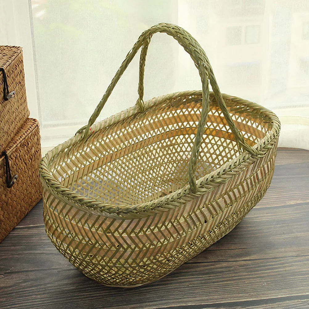 panier à provisions tissé pour pique-nique et rangement maison - vue 6 sur 6