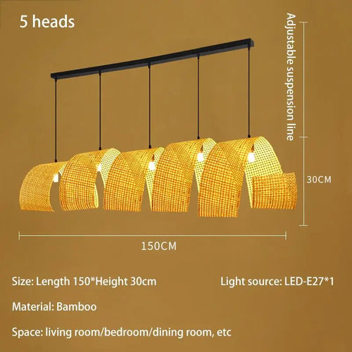 lustre en bambou style japonais pour décoration zen asiatique - vue 11 sur 11