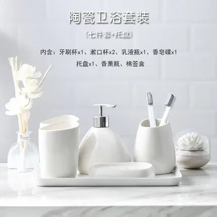ensemble daccessoires en céramique pour salle de bain élégant et pratique - vue 7 sur 10