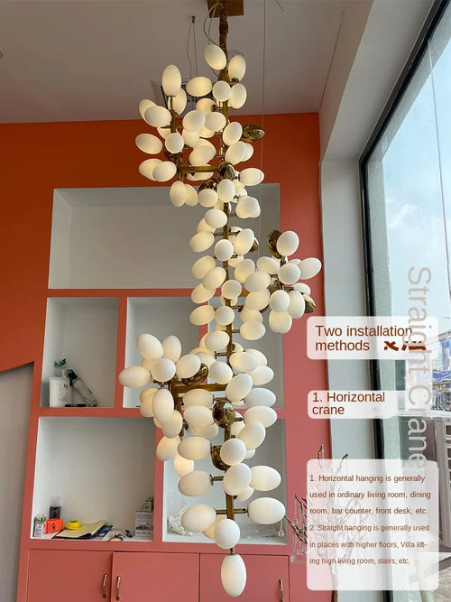 Lustre en verre blanc de luxe postmoderne - vue 6 sur 10