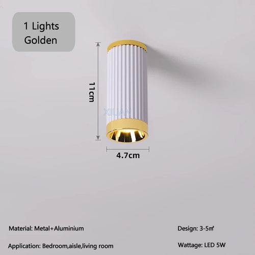 Creative Living Room LED Spotlight Roman Columns Design Ceiling Downlight for Hallway Aisle Entrance Stair White Chrome Gold - vue 8 sur 7