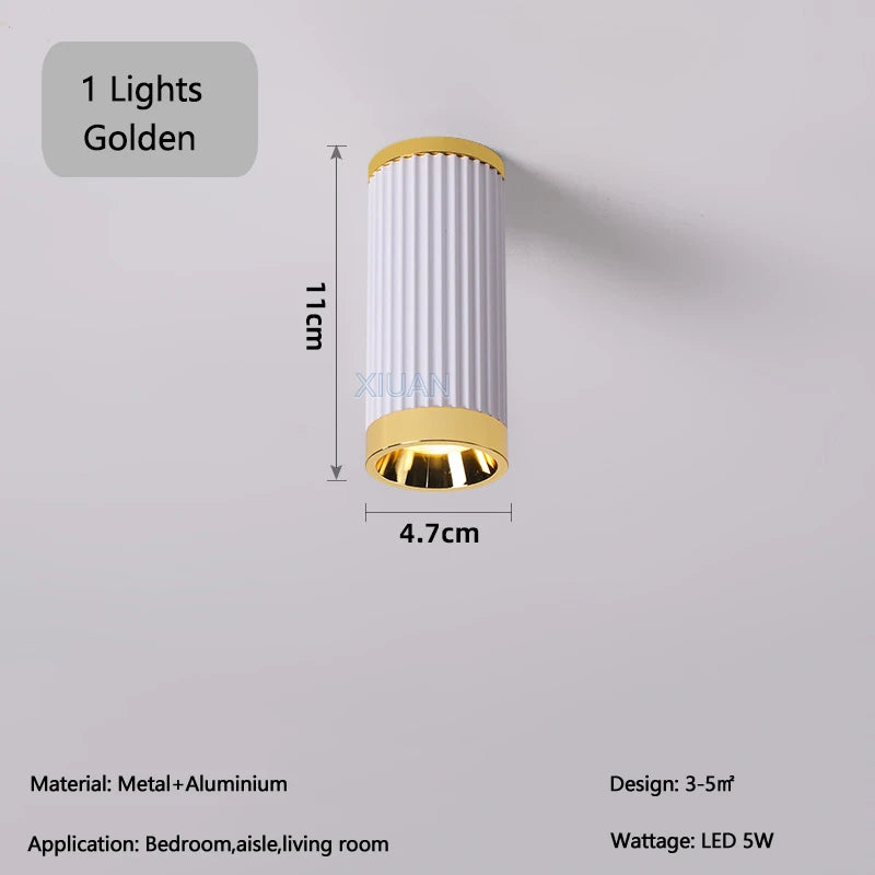 Creative Living Room LED Spotlight Roman Columns Design Ceiling Downlight for Hallway Aisle Entrance Stair White Chrome Gold - vue 7 sur 7