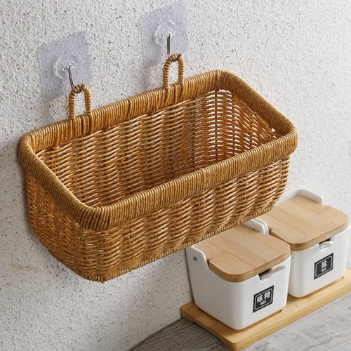 panier en osier mural organisateur de rangement tissé pour légumes - vue 6 sur 16