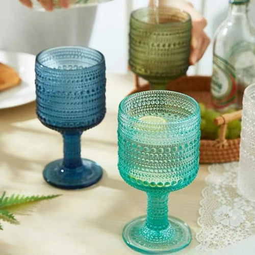 Verres retro relief pied haut multifonction set