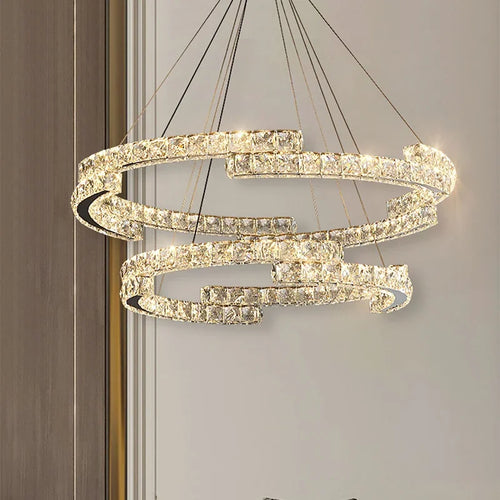 lustre moderne à led en cristal design élégant pour intérieur - vue 2 sur 13