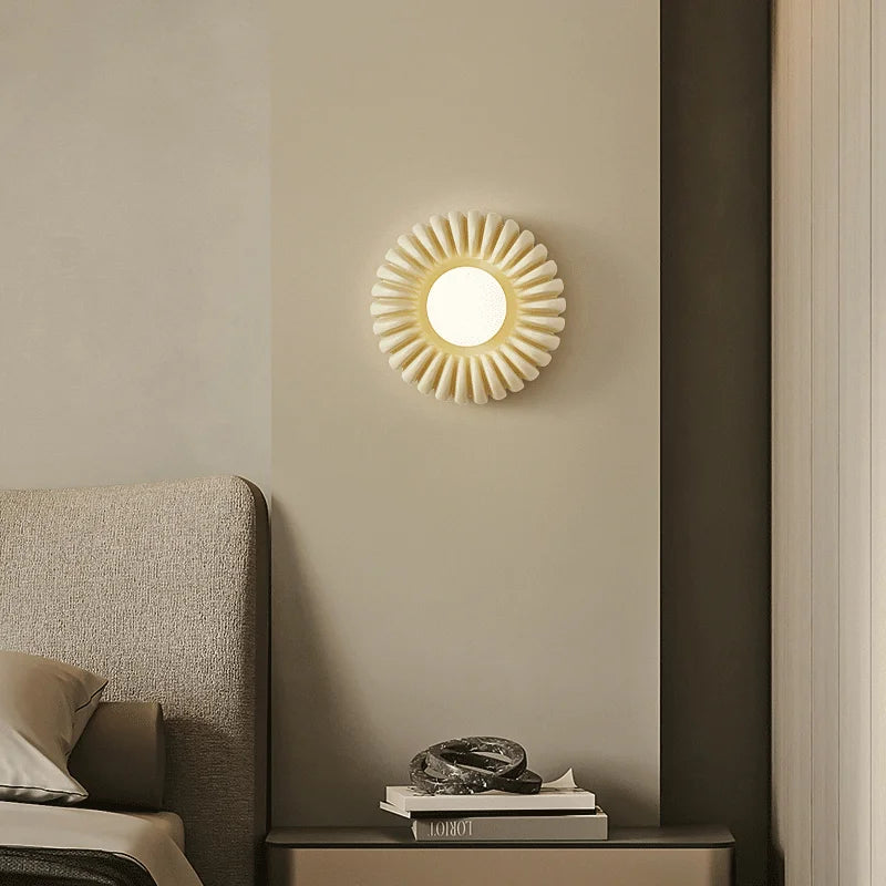 applique murale ronde rétro en verre blanc haut de gamme - vue 3 sur 8
