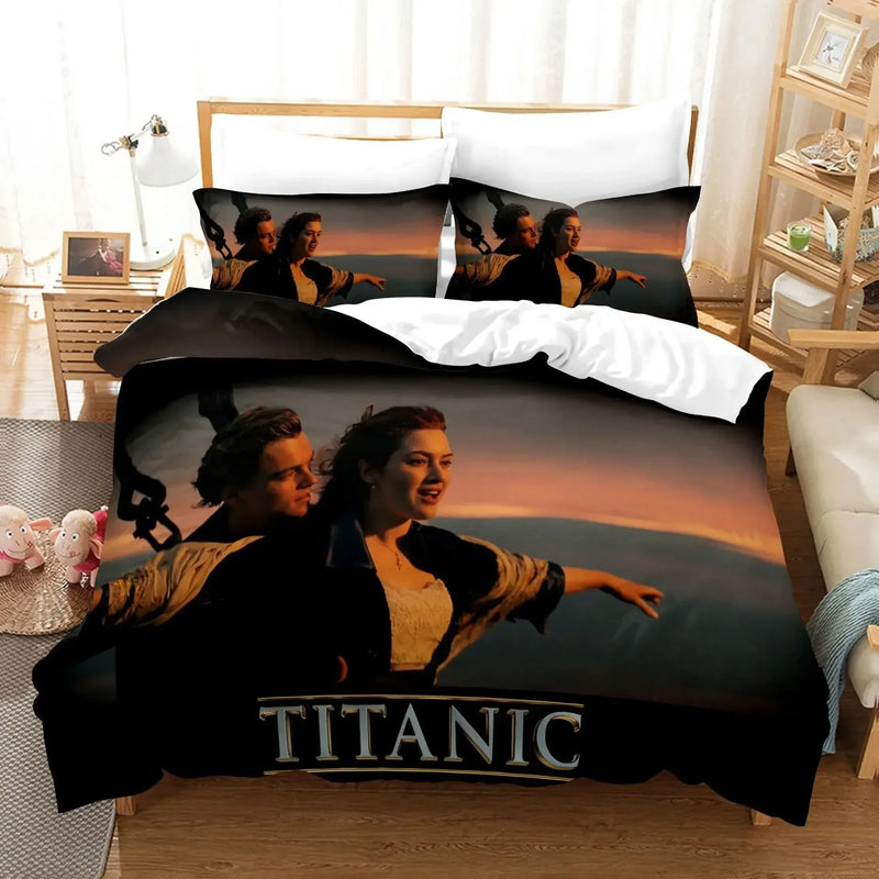 housse de couette 3D titanic motif océan romantique pour enfants