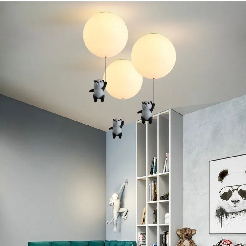 lustre moderne ours panda led pour enfants - vue 5 sur 25