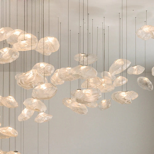 lustre en verre design créatif nuage luminaire décoratif d'intérieur pour villa