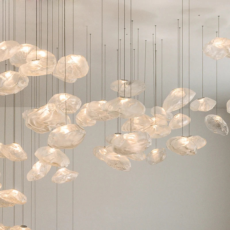 lustre en verre design créatif nuage luminaire décoratif d'intérieur pour villa - vue 3 sur 21