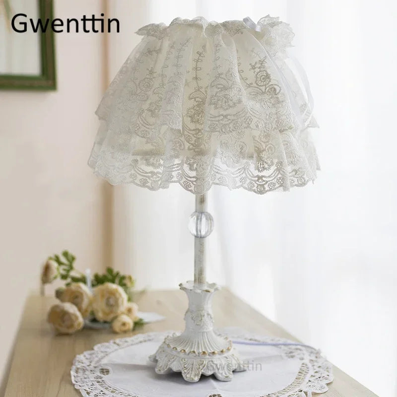 lampes de table en tissu style princesse décoratives à LED - vue 8 sur 8