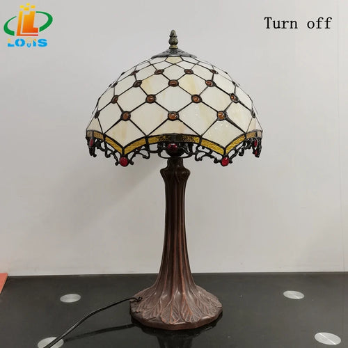 lampe à poser style tiffany en verre rétro pour intérieur élégant - vue 7 sur 6