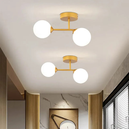 Plafonnier en verre moderne minimaliste noir or 1/2 têtes éclairage intérieur pour couloir allée balcon entrée vestiaire luminaires - vue 2 sur 14