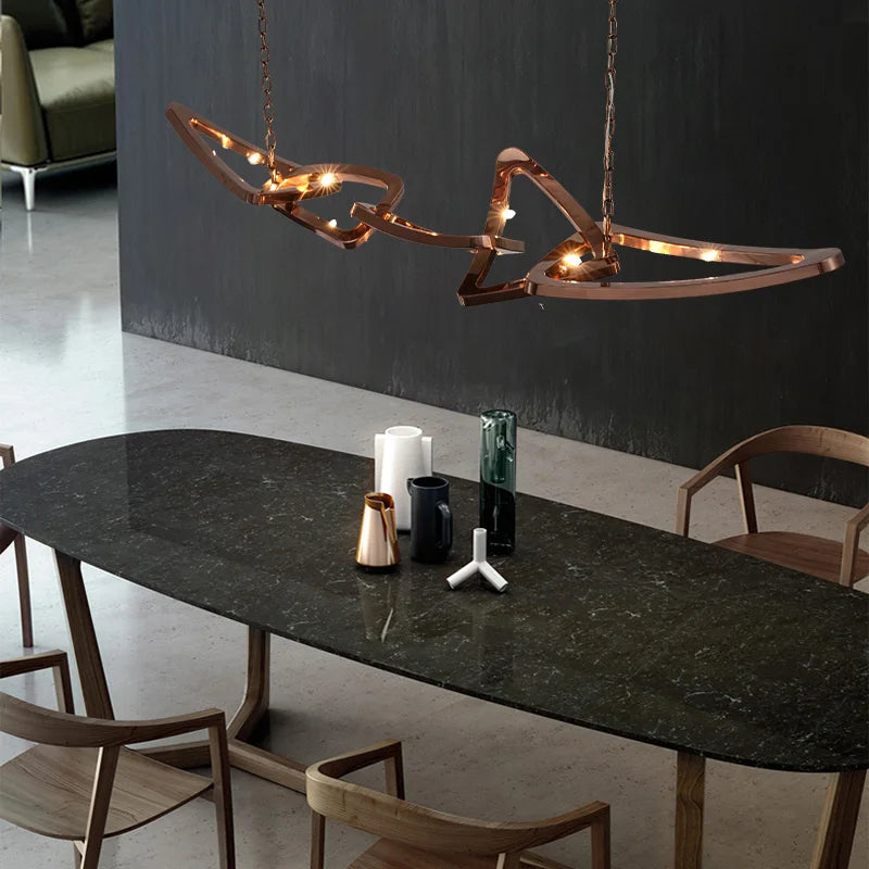 lustres de luxe en acier inoxydable pour restaurant et bar