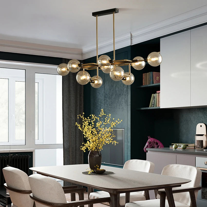 lustre moderne en verre design avec bulles LED décoratif - vue 4 sur 14