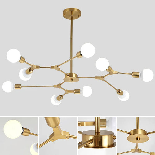 lustre moderne spoutnik satellite lampe suspendue 3 6 9 branches - vue 4 sur 12