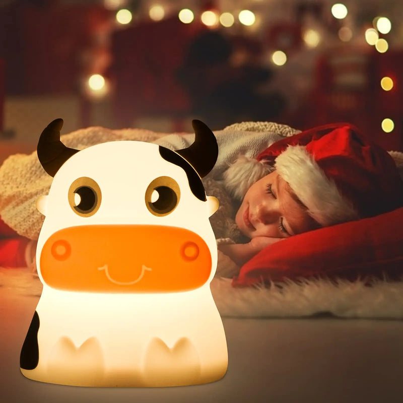 Lampe Mignon Vache Veilleuse À Distance Veilleuse 7 Couleurs En Silicone Souple Animal LED Pépinière Lampe De Nuit Chambre Décor Pour Bébé Infantile Enfant En Bas Âge