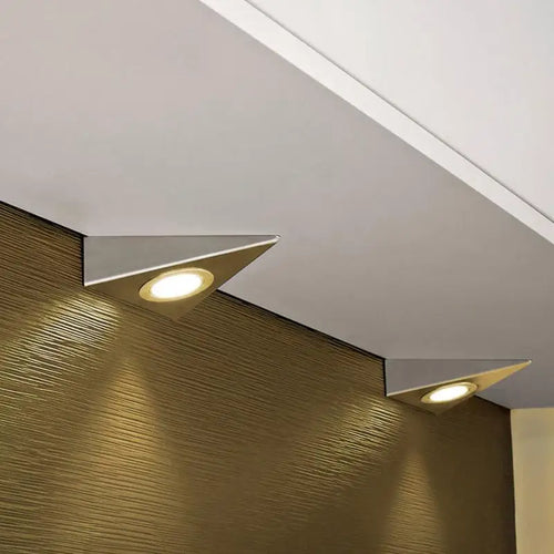 12V 230V LED Cabinet Lights 1.5W Triangle Mini Shelf Light Brushed Cupboard Lamp for Home Kitchen Cabinet, Wardrobe, Wine Cooler - vue 6 sur 6