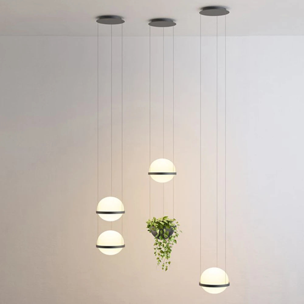 lustre moderne nordique avec pot de fleur led suspendu - vue 4 sur 18