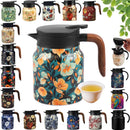 Théière isotherme vintage motif floral acier inoxydable infuseur