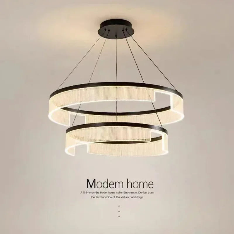 Lustre LED anneaux suspendu au design nordique moderne