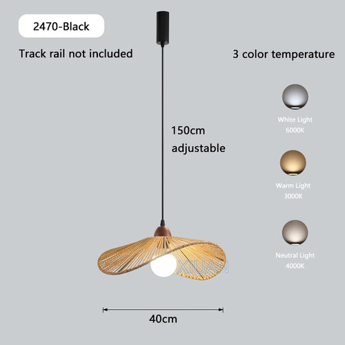 suspension wabi-sabi rétro en métal et bois pour boutique - vue 12 sur 17
