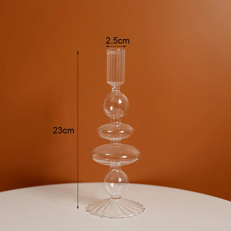 bougeoir vintage en verre pour mariage et dîners romantiques - vue 14 sur 27