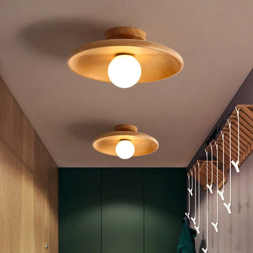 lampe de plafond led en bois moderne suspendue - vue 2 sur 12