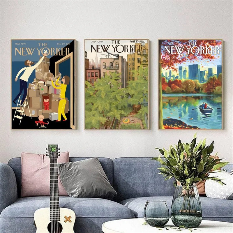 affiche art mural new yorker autocollant étanche décoration esthétique