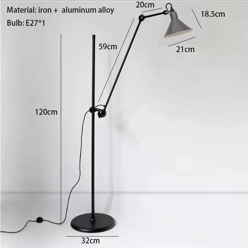 lampadaire vintage rotatif réglable pour éclairage intérieur décoratif