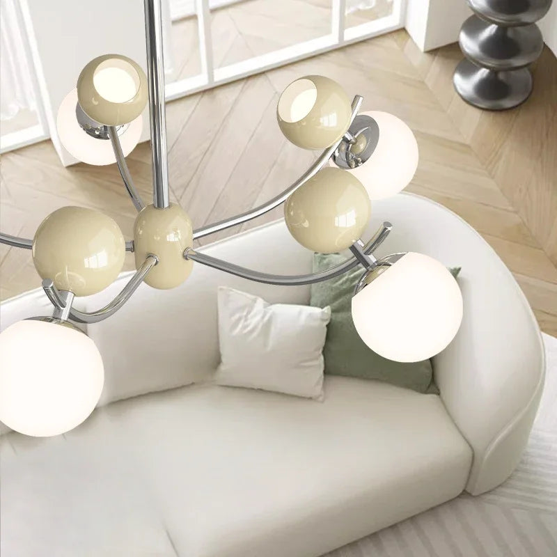 lustre moderne en verre en forme de fleur créatif et rétro - vue 6 sur 9