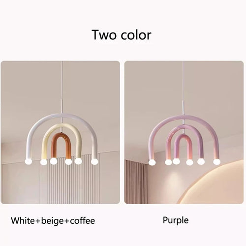 Creative Colorful Rainbow Pendant Lamps Iron E14 LED Bedroom Hanging Light Art Design Girl Kids Room Chandelier Lighting Indoor