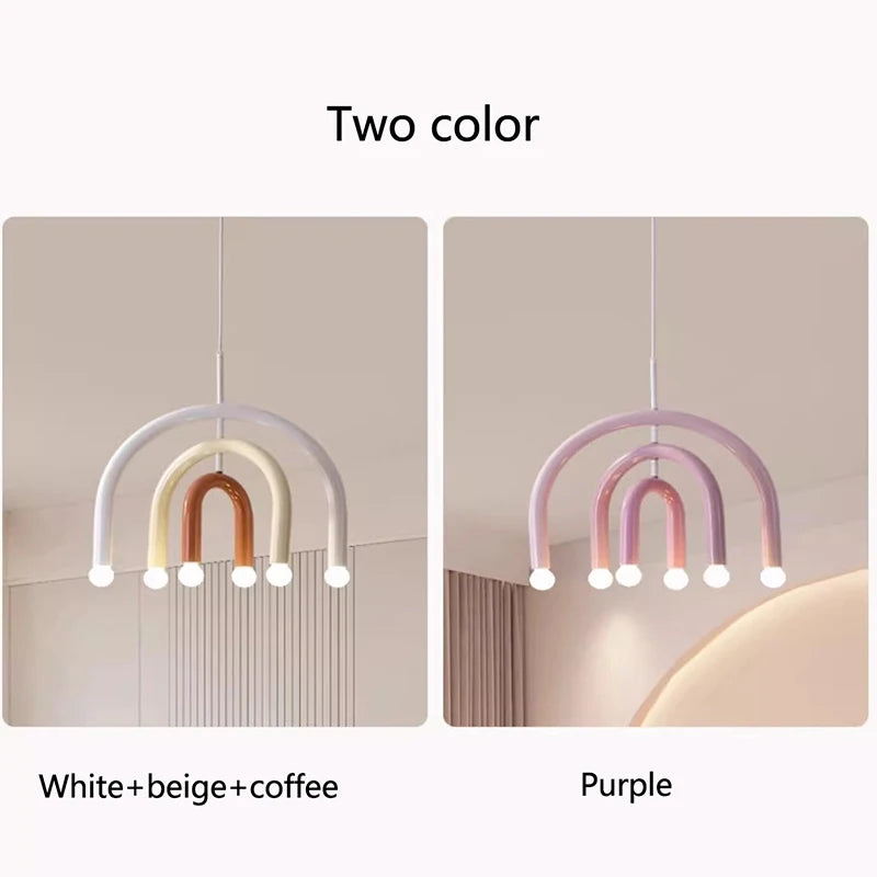 Creative Colorful Rainbow Pendant Lamps Iron E14 LED Bedroom Hanging Light Art Design Girl Kids Room Chandelier Lighting Indoor - vue 7 sur 8