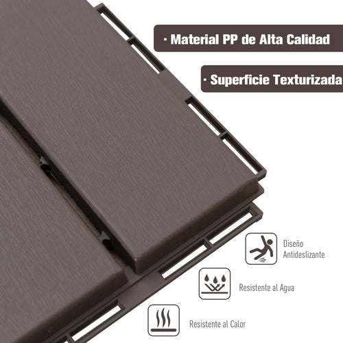 Dalles extérieur imitation bois antidérapantes 30x30 clipsables