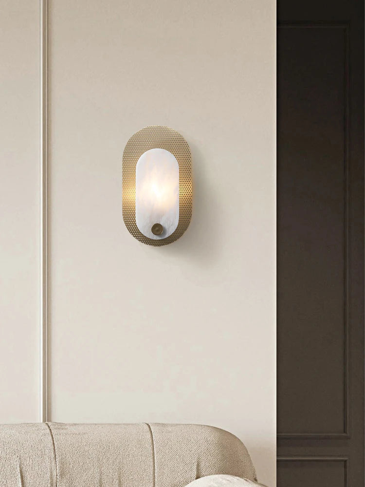 applique minimaliste en marbre et cuivre avec led
