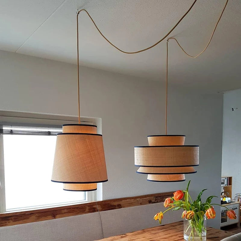 LED moderne Janpanese longue bande noir lampes suspendues pour intérieur salle à manger salon cuisine bureau boutique Bar café lampe suspendue