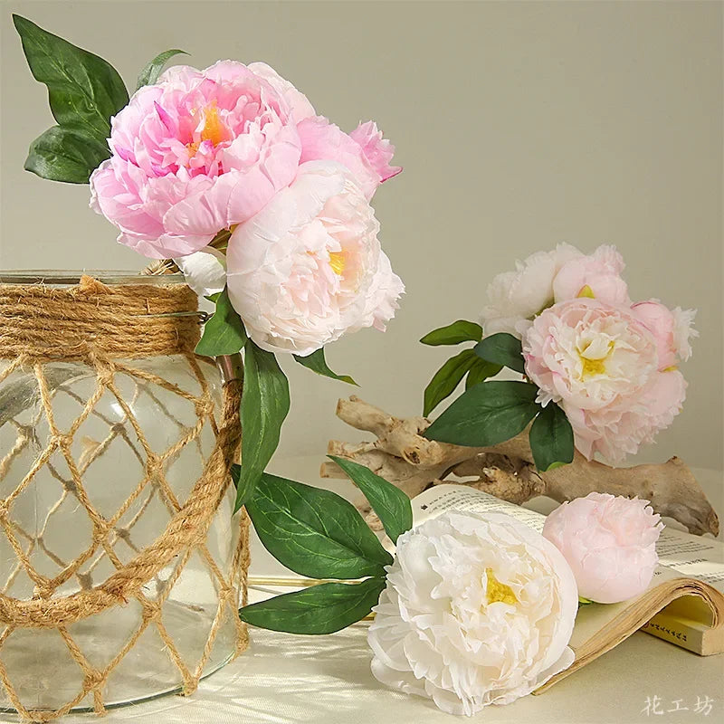 bouquet de pivoines en soie pour décoration élégante intérieure - vue 4 sur 7