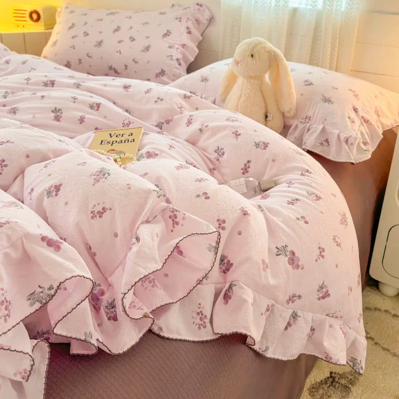 housse de couette bonenjoy en dentelle imprimée avec volants