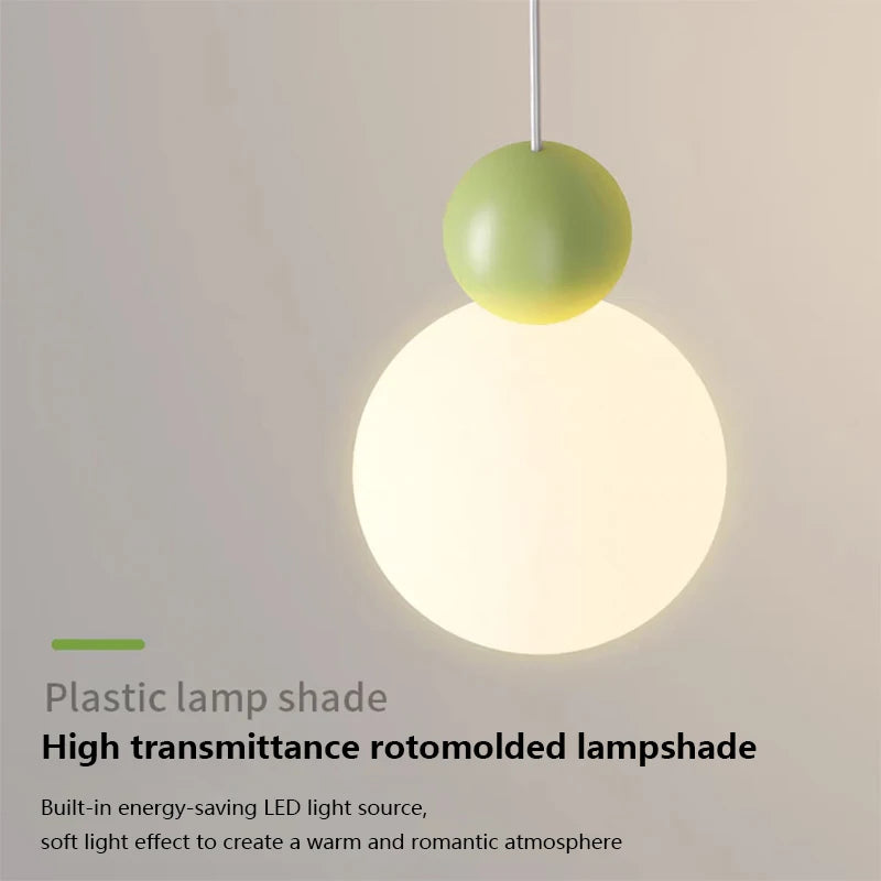 lustre nordique led suspension boule blanche lait luminaire - vue 6 sur 9