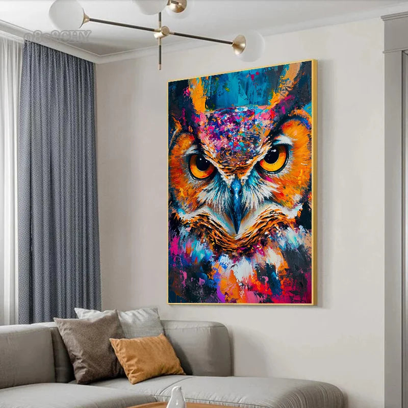 peinture abstraite animaux chat lion graffiti art mural coloré