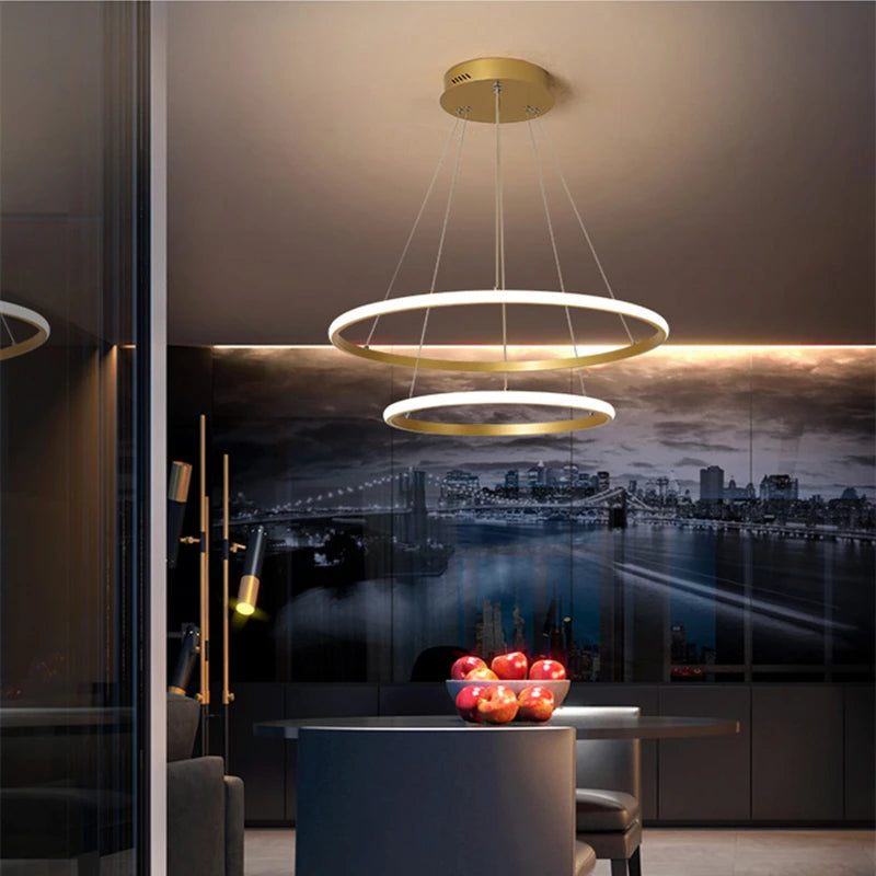 lustre moderne design cercle suspendu pour intérieur élégant - vue 5 sur 20