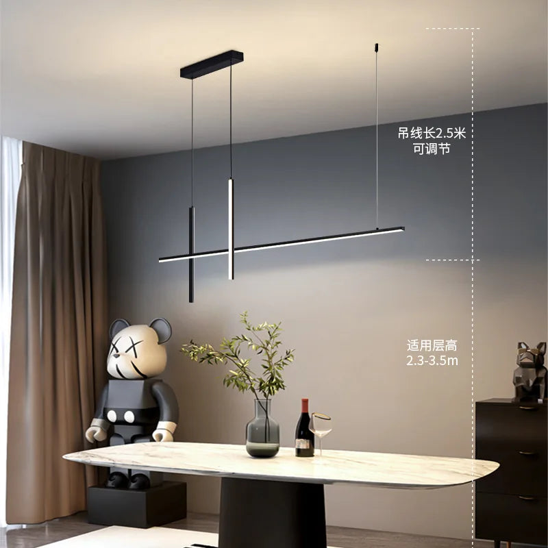 Lustre Led minimaliste moderne dimmable noir pour Table salle à manger cuisine Bar Suspension éclairage Suspension Design Lustre