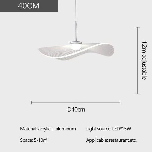 Nordic Acrylic Ceiling Chandeliers Straw Hat Hanging Light Suspension Pendant Lamps for Bedroom Living Dining Room - vue 9 sur 10